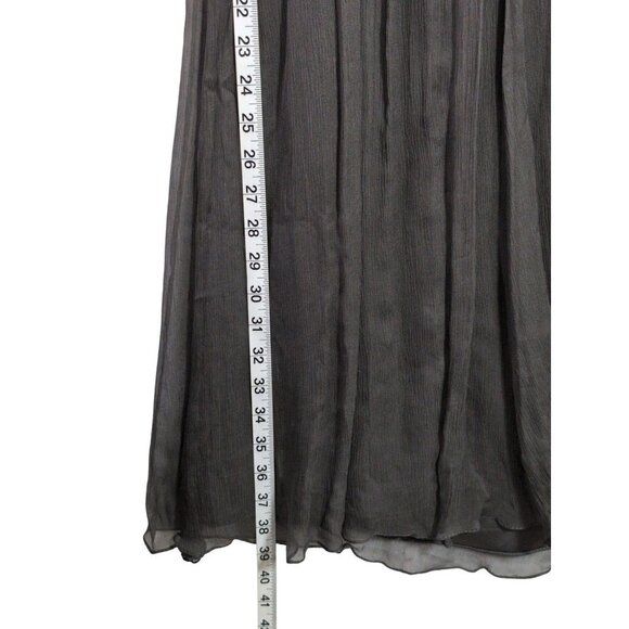 Amsale Cocktail Dress Womens 12 Gray Silk Chiffon Spaghetti Strap Knee Length - Picture 9 of 11